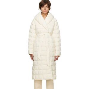 Mackage Womens Quilted Down Wrap Coat Puffer Cream Water Resistant Large NWT